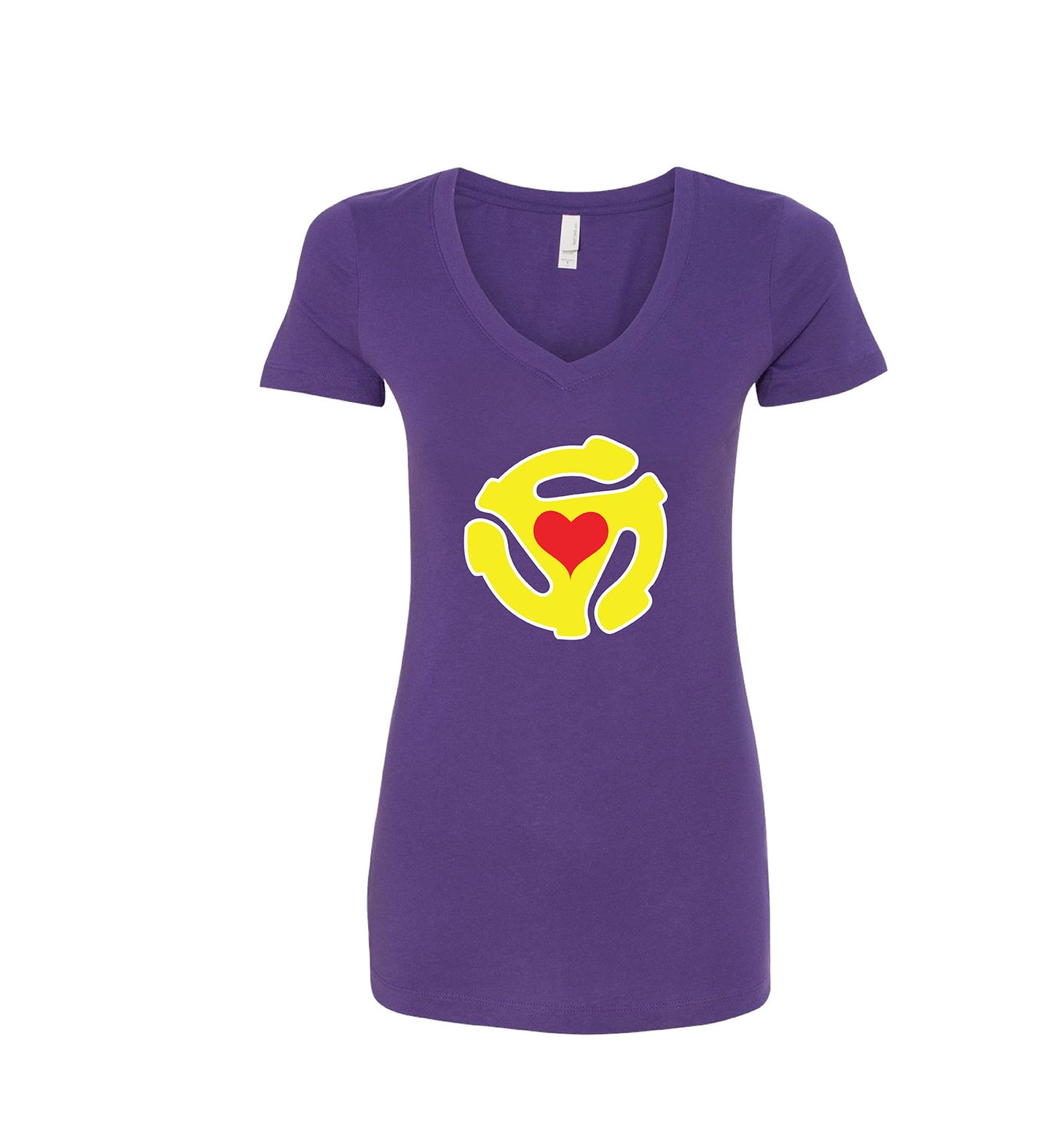 Heart Spindle Purple V-Neck Tee (Women's)